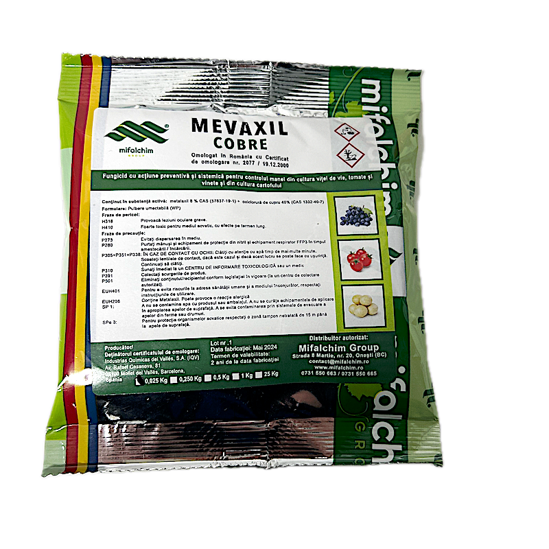 Mevaxil Cobre 25 Gr, Fungicid Sistemic Si De Contact, Mana (Vita De Vie, Tomate, Cartof)