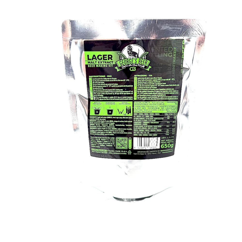 Malt Bere George's Beer Lager 650 Gr (Pentru 5L Bere) + Drojdie Fermentare 2,5 Gr
