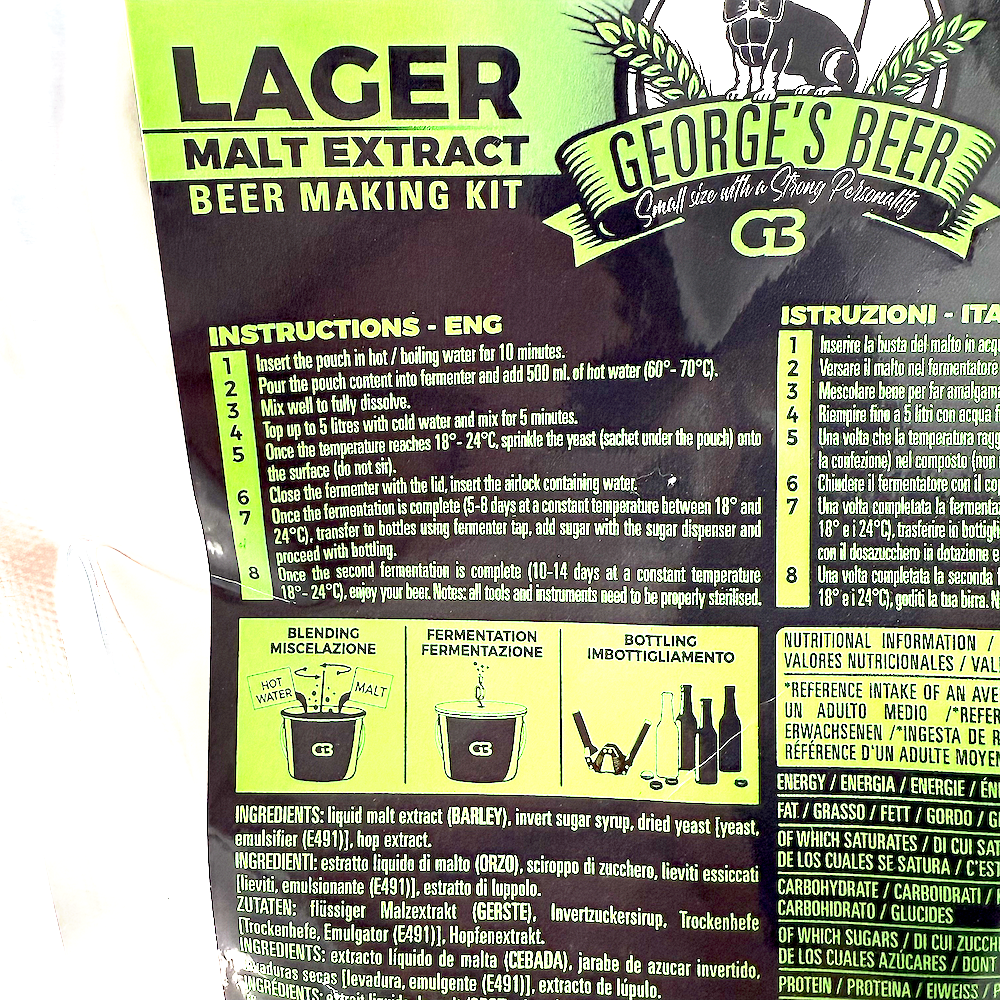 Malt Bere George's Beer Lager 650 Gr (Pentru 5L Bere) + Drojdie Fermentare 2,5 Gr