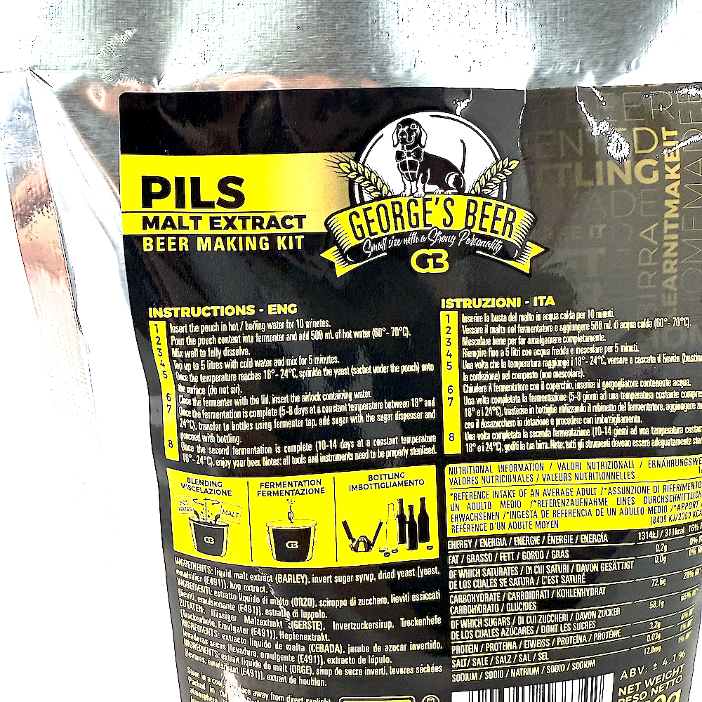 Malt Bere George's Beer Pilsner 650 Gr (Pentru 5L Bere) + Drojdie Fermentare 2,5 Gr
