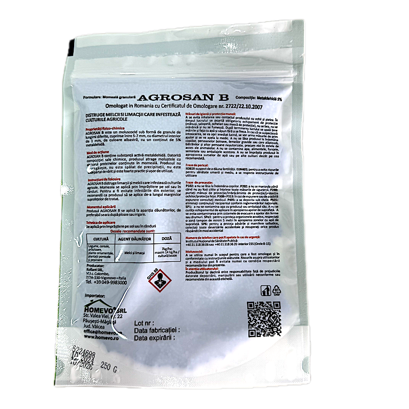 Agrosan B 250 Gr, Moluscocid (Melci, Limacsi, Gastropode)