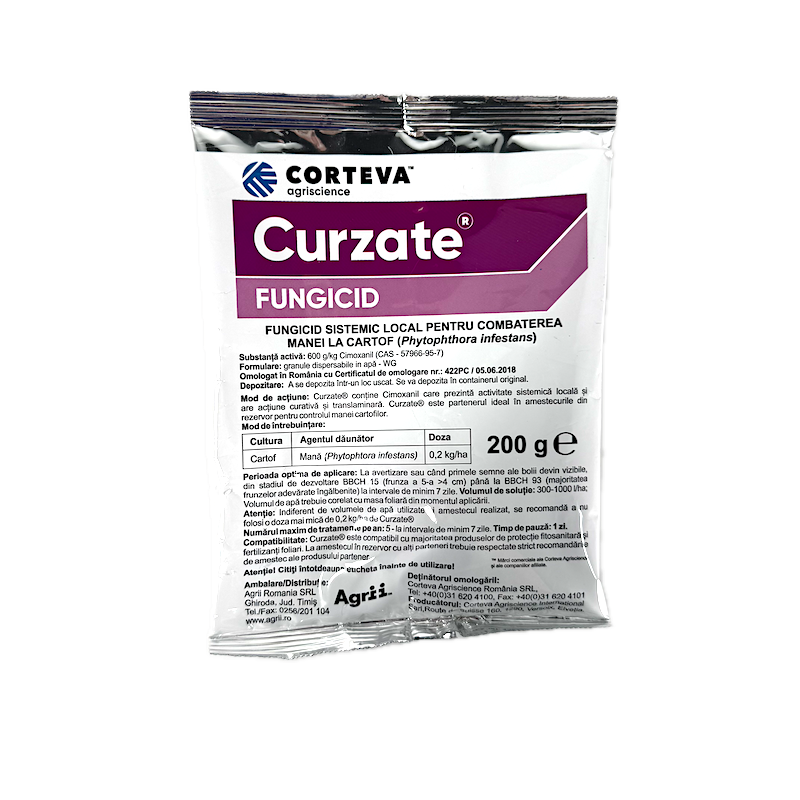 Curzate 200 Gr, Fungicid Pe Baza De Cymoxanil Pentru Mana Cartofului