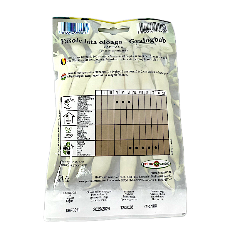 Seminte Fasole De Gradina Galbena, Lata, Oloaga Capitano 100 Gr, Prima Sementi