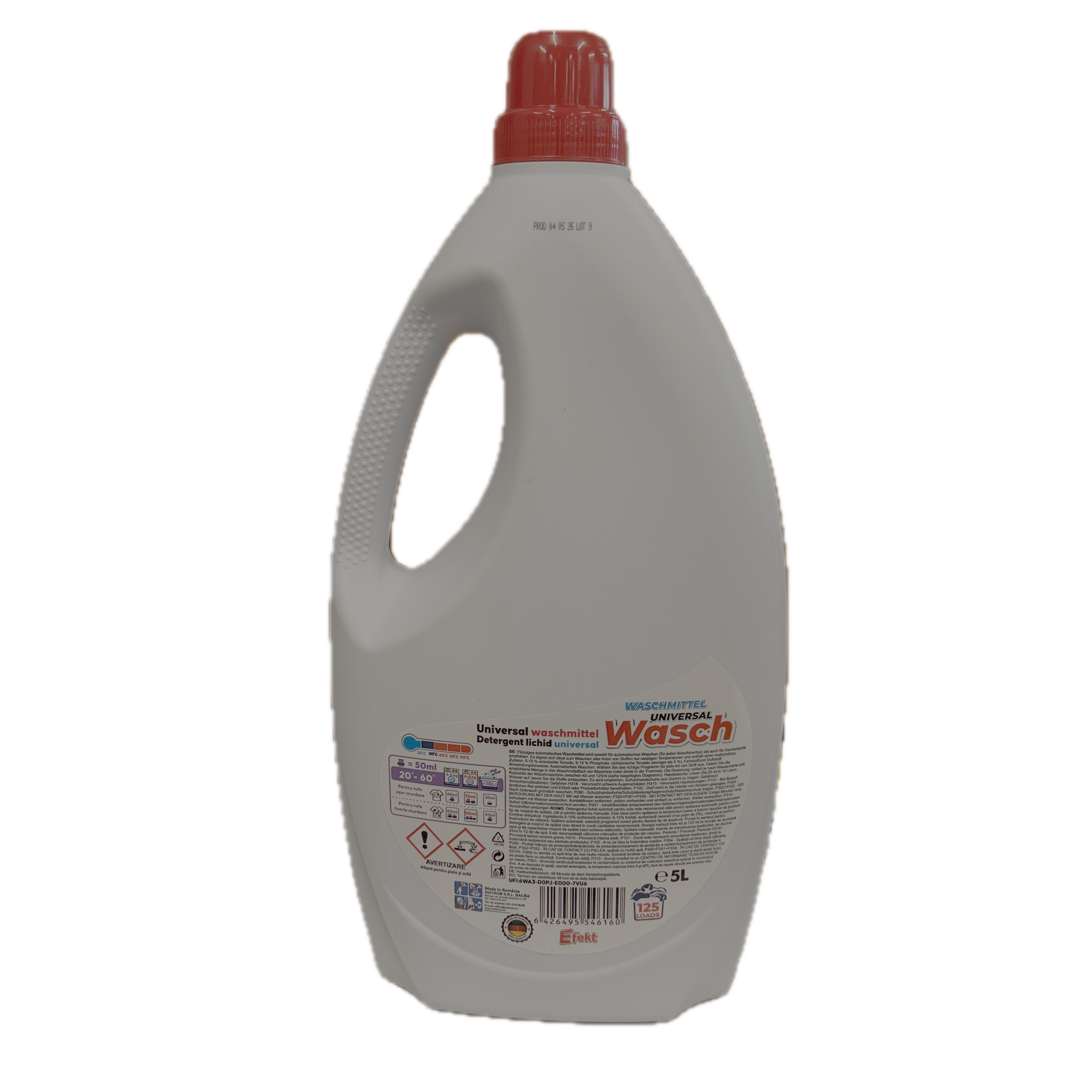 Efekt detergent rufe gel universal Wasch 5L, 125 spalari, efect anticalcar