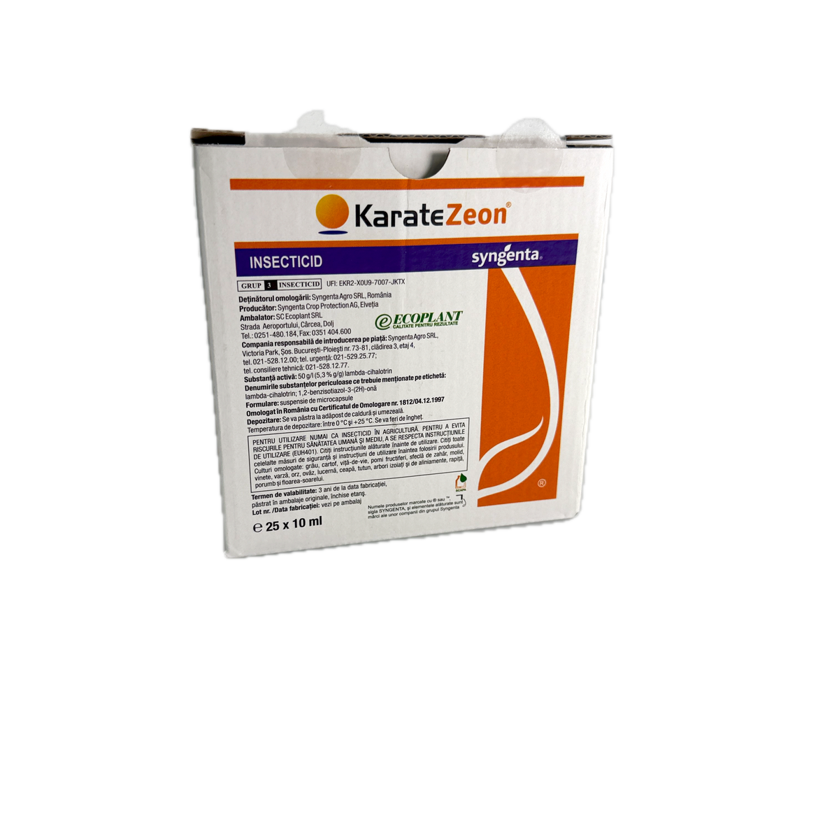 Karate Zeon 10 ml, insecticid contact, Syngenta (vita de vie, cartof, ceapa, cires, floarea soarelui, grau, orz, lucerna, mar, par, piersic, porumb, prun, rapita, varza, vinete)