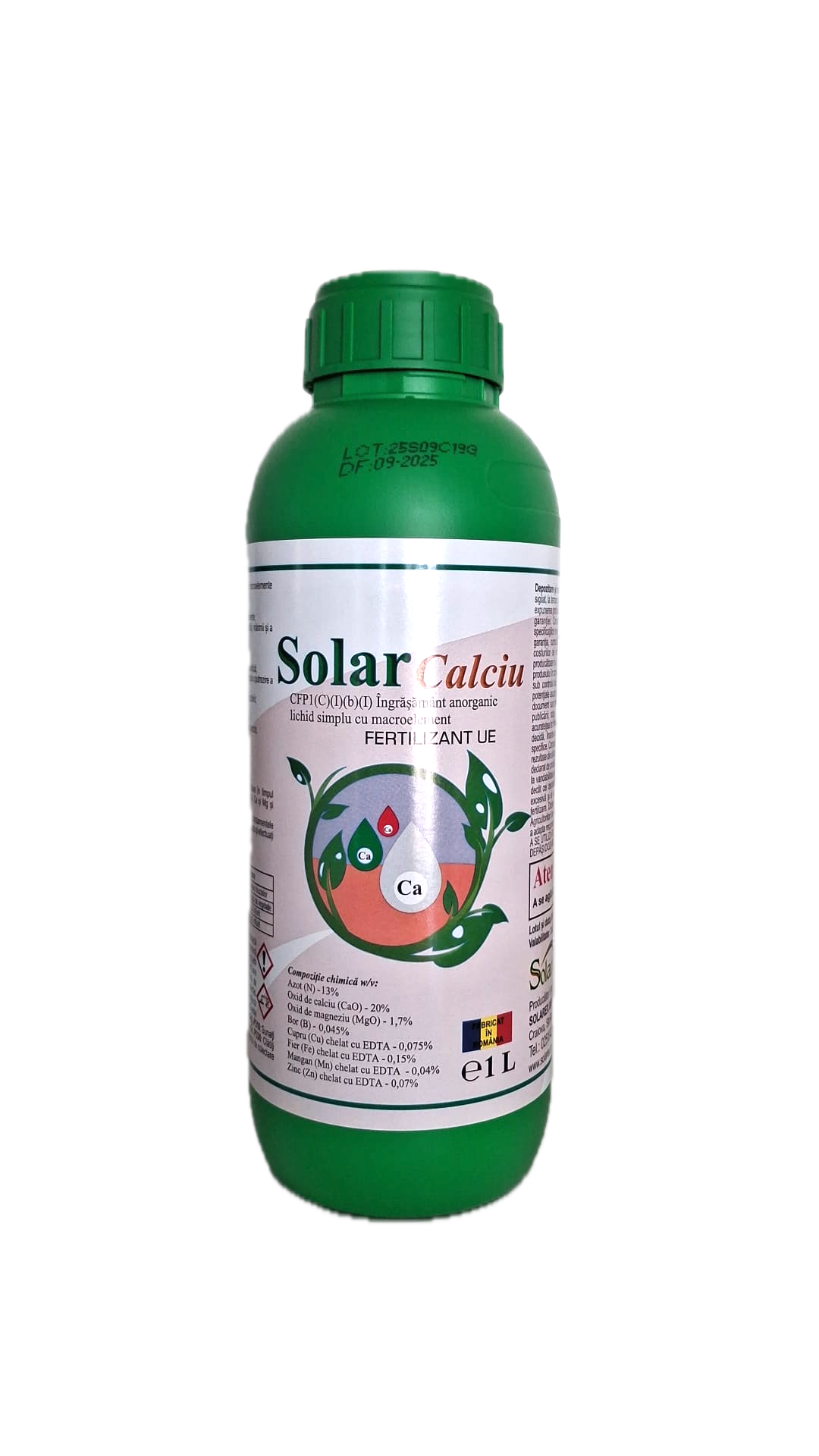Solar Calciu 1 L, ingrasamant foliar pe baza de Calciu, Azot si Magneziu, Solarex, imbunatateste fermitatea, marimea si rezistenta la depozitare a fructelor si legumelor
