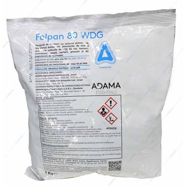 Folpan 80WDG 1 kg fungicid contact Adama (vita de vie, mar, prun, ceapa, cartofi, hamei, tomate rasad)