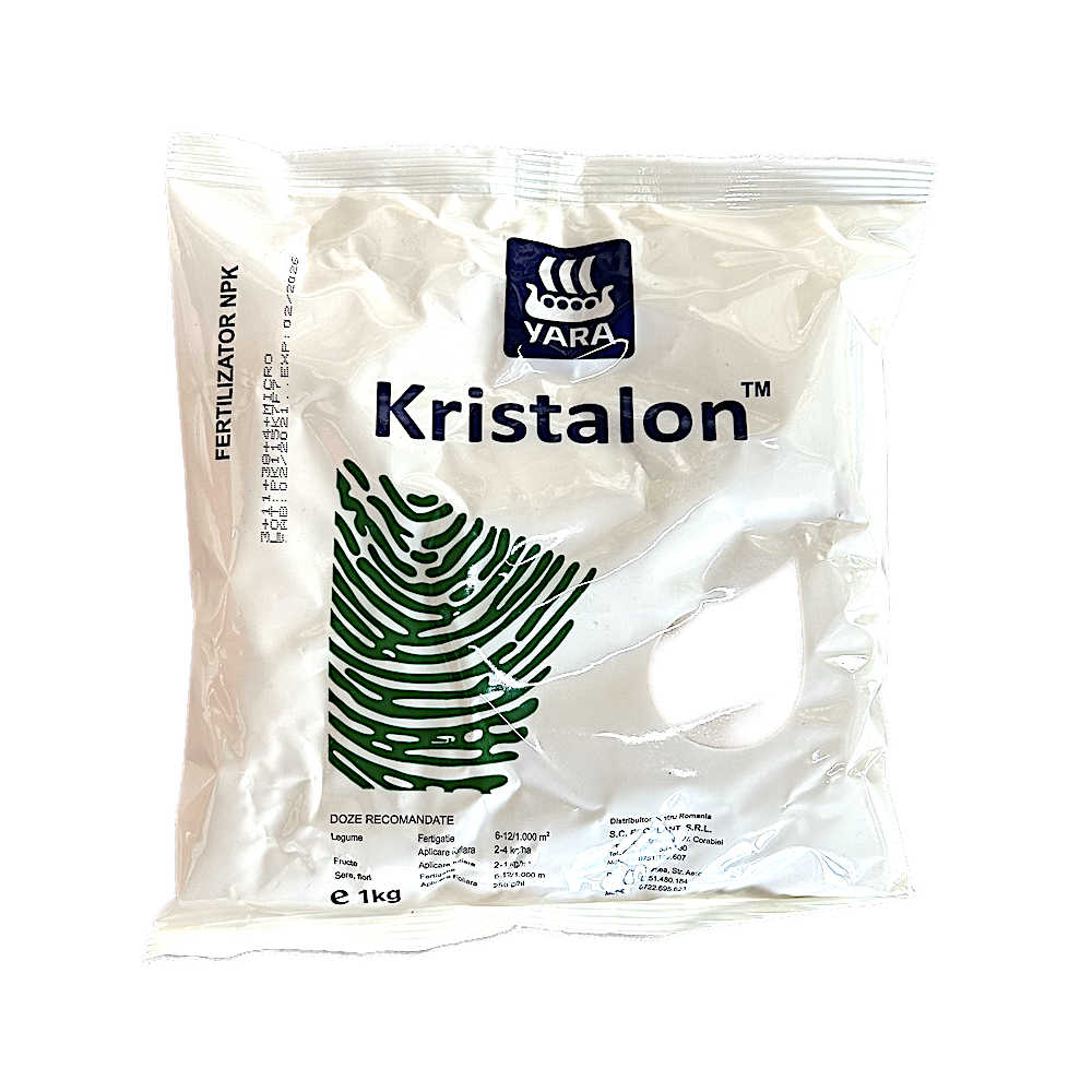 Kristalon Verde 1 kg, ingrasamant NPK 18-18-18, Yara, foliar, fertirigare, radicular (pomi fructiferi, legume, sere, flori)