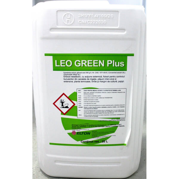 Leo Green Plus 360SL 20 L, erbicid total sistemic, post emergent, neselectiv, glifosat (buruieni monocotiledonate si dicotiledonate, anuale si perene) Erbicide 2023-09-30