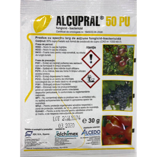 Alcupral 50PU 30 gr, fungicid contact (pomi, legume, vita de vie) Fungicide 2023-09-27