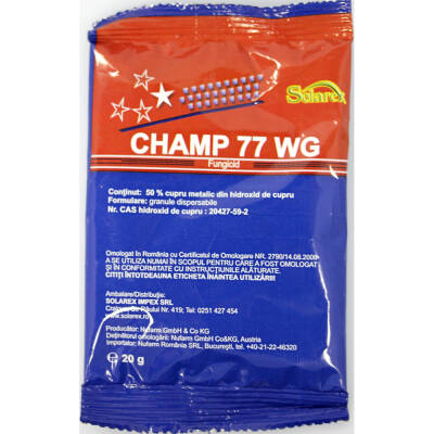 Champ 77WG 20 gr fungicid cupric de contact, NuFarm (cartof, castraveti, tomate, vita de vie, mar)