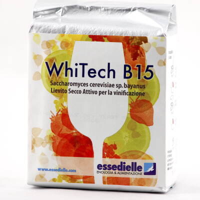 Whitech B15 500 gr, drojdie speciala pentru vin alb superior, Essedielle, imbunatateste aromele naturale tipice soiului de strugure, poate fi folosita si pentru refermentare si fermentatii la temperaturi scazute