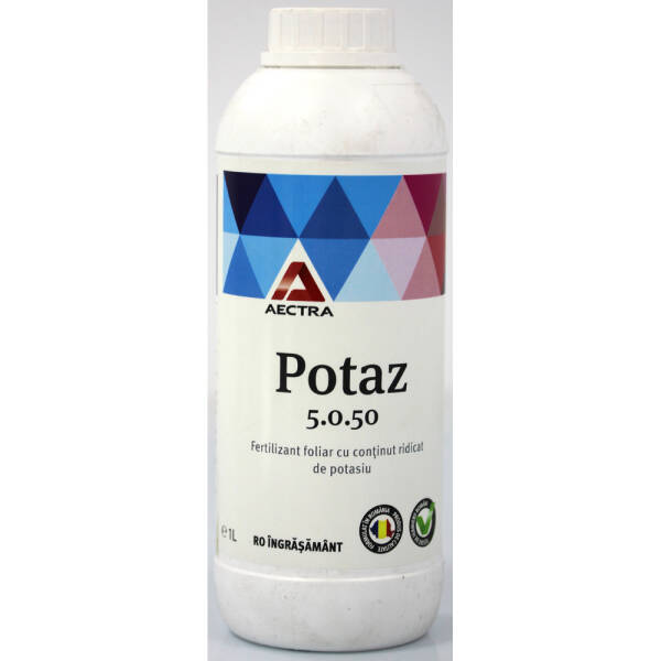 Potaz 5-0-50 1L fertilizant/ ingrasamant foliar lichid, tip N-K (Azot 5%, Potasiu 50%), Aectra/Dow AgroSciences (legume, fructe)