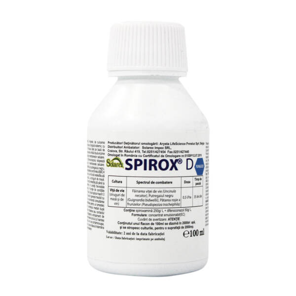 Spirox D 100 ml, fungicid sistemic, Arysta, vita de vie (fainare, putregai negru, patarea rosie a frunzelor)
