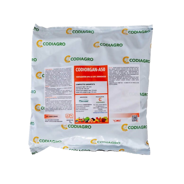 Codiorgan A-50 100 gr ingrasamant radicular/ foliar NPK+ microelemente, Codiagro, pentru dezvoltarea radacinilor si marirea rapida a fructelor
