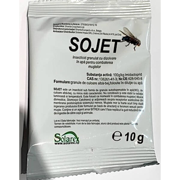 Sojet 10 gr, insecticid pentru muste, Sharda ChropChem, insecticid profesional pe baza de atractanti si feromoni sexuali Igiena si altele 2023-09-30