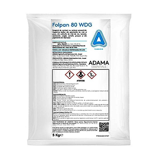 Folpan 80WDG 5 kg fungicid contact Adama (vita de vie, mar, prun, ceapa, cartofi, hamei, tomate rasad)
