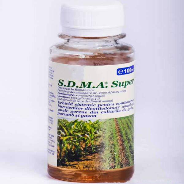 SDMA Super 600SL 100 ml, erbicid sistemic selectiv, buruieni dicotiledonate anuale si perene in culturile de porumb, grau, gazon Erbicide 2023-09-30