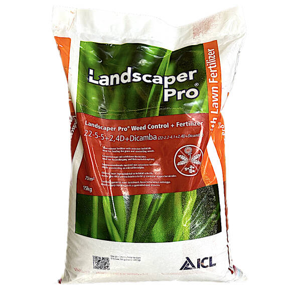 Landscaper Pro Weed Control + Fertilizer 22-5-5+2,4D+Dicamba 15 kg, ingrsamant profesional gazon, ICL, cu erbicid selectiv pentru gazon fara buruieni INGRASAMINTE 2023-09-30