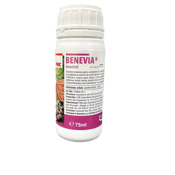 Benevia 75 ml insecticid sistemic FMC (cartof, ceapa, usturoi, morcov, varza, conopida, broccoli, capsuni)