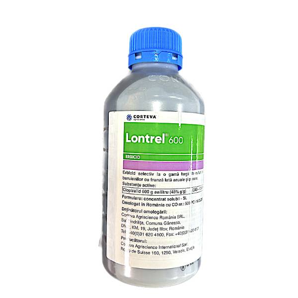 Lontrel 600 1L, erbicid sistemic postemergent selectiv, combaterea buruienilor dicotiledonate in cultura de rapita, sfecla, nap, porumb furajer, pasuni, grau
