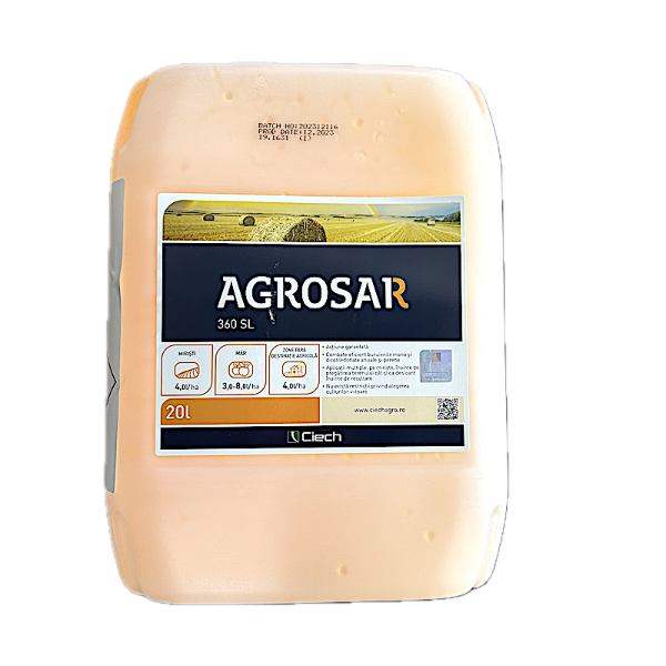 Agrosar 360SL 20L, erbicid total sistemic, post emergent, neselectiv, glifosat (buruieni monocotiledonate si dicotiledonate, anuale si perene)
