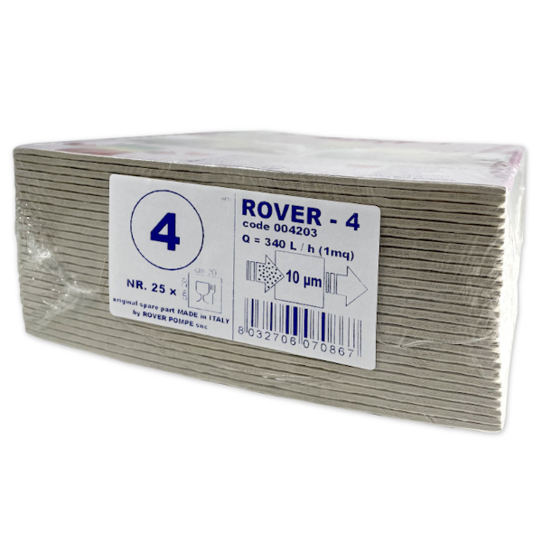 Set 25 placi filtrante Rover 4 20x20, dimensiune standard, filtrare vin grosiera (vin tulbure)