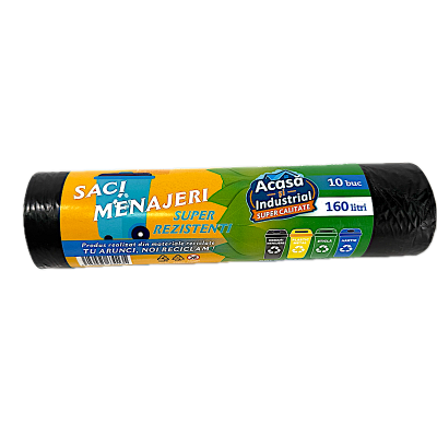 Saci menajeri negri 160 L, 10 buc/rola, produsi in Romania